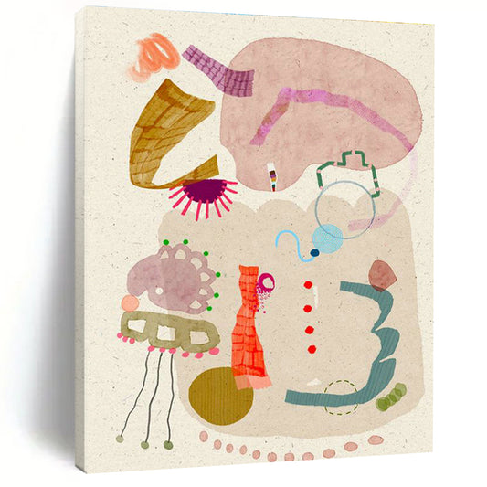 Collage - Style Abstract Art for Bohemian Home Study Nooks DLZ0078