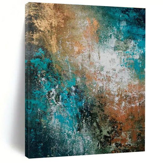 Blue - Green - Gold Abstract Art for Tropical Villa Outdoor Lounge Areas DLZ0018