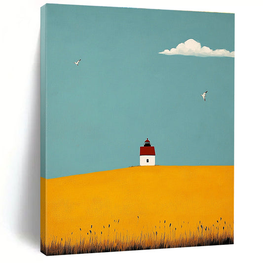 Lighthouse on Yellow Hill Art for Nautical Home Entryway & Coastal Community Center STSC1039
