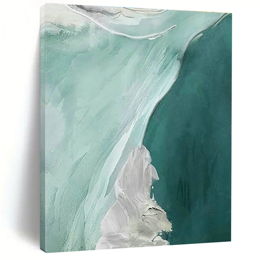 Mint Green & White Abstract Art for Coastal Café & Yoga Studio DLZ1243
