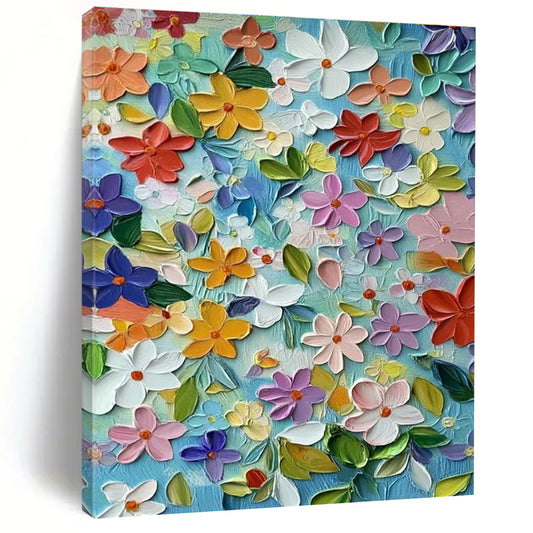 3D Floral Blue Canvas Art for Bohemian Bedroom & Garden - Themed Café DLZ2251