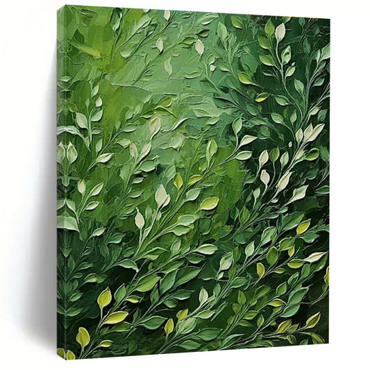 Lush Green Leaf Oil Art for Botanical - Themed Home Entryways & Sunlit Breakfast Nooks DLZ0291
