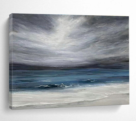 Gray - Cloud Sea View Oil Painting for Nautical - Themed Library Reading Nooks DLZ2599