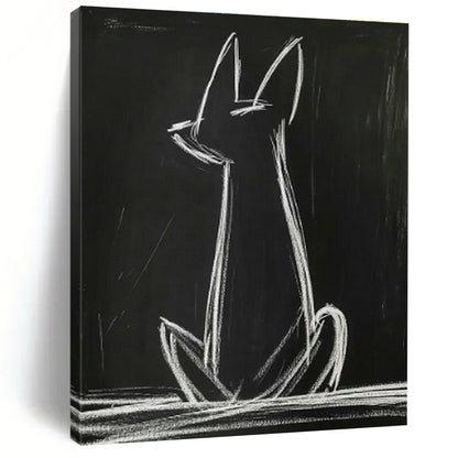 Chalk - Drawn Cat on Blackboard Art for School Classroom & Playful Office DLZ0682
