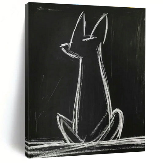 Chalk - Drawn Cat on Blackboard Art for School Classroom & Playful Office DLZ0682