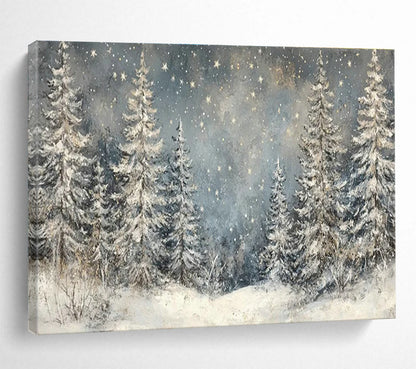 Snowy Forest Night Art for Nordic - Style Ski Resort Lounge Areas DLZ3194