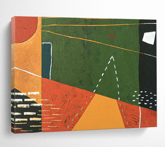 Red - Green Geometric Abstract for Eclectic Game Room DLZ2942