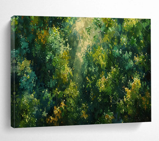 Sunlit Forest Palette Knife Art for Eco - Friendly Lodge Bedroom Retreats DLZ3195
