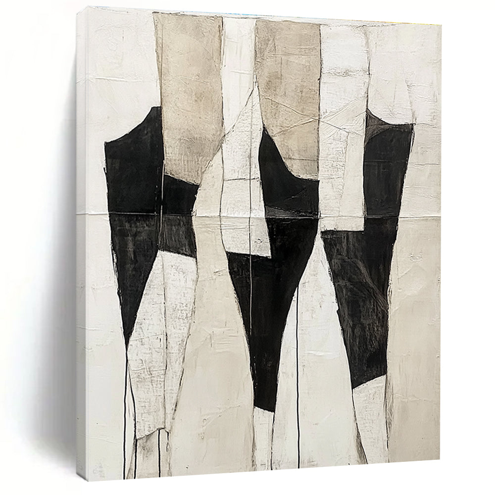 Black and Beige Patchwork Abstract for Industrial - Chic Loft & Contemporary Gallery STSC403