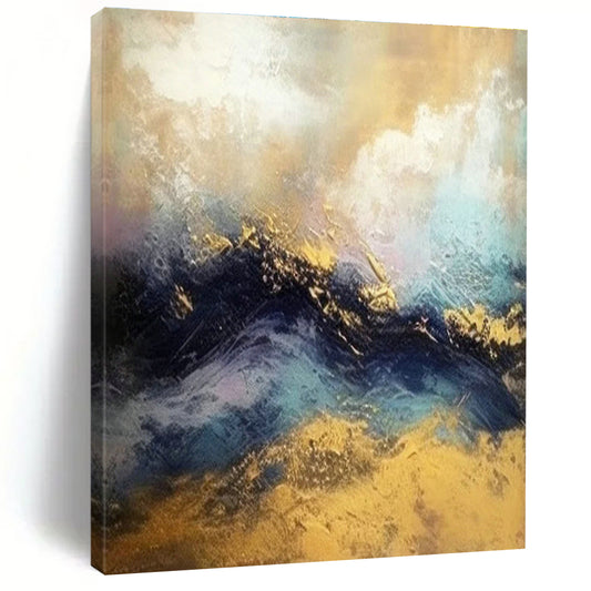 Gold - Blue - Purple Mountain Abstract Art for Living Room & Office DLZ0447
