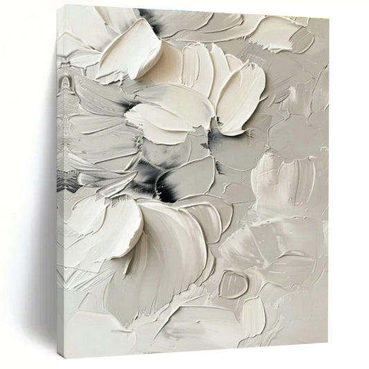 White Floral Textured Abstract Art for Romantic Wedding Venue & Feminine Home Bedroom DLZ0828
