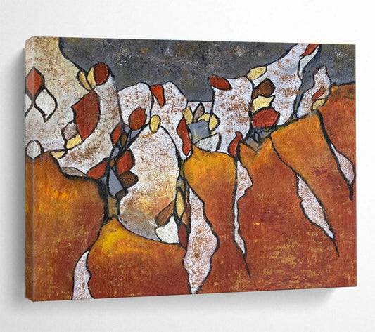 Orange - White Textured Art: Liven Up Your Corridor with Vibrant Energy DLZ2389