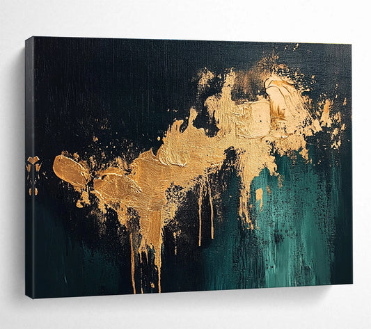 Gold - Accented Dark Abstract Art for Luxury Hotel Lobby & Upscale Home Bar SC259