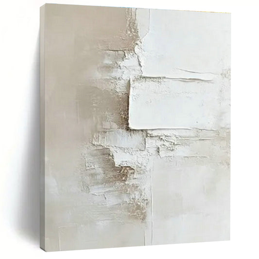 Light Brown - White Textured Abstract Art 2 for Minimalist Art Gallery & Vintage Bookstore Reading Corner DLZ0985
