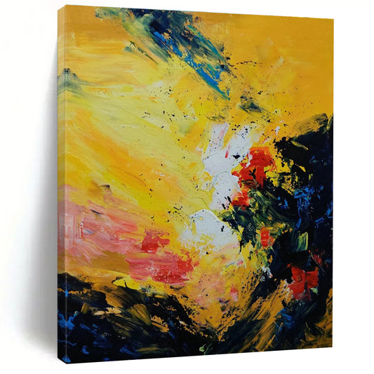 Yellow - Based Color Splash Abstract Art for Tropical Vacation Home & Artistic Community Center DLZ1349