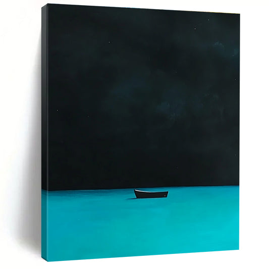 Boat on Dark Water for Serene Bedroom & Contemplative Library STSC1198