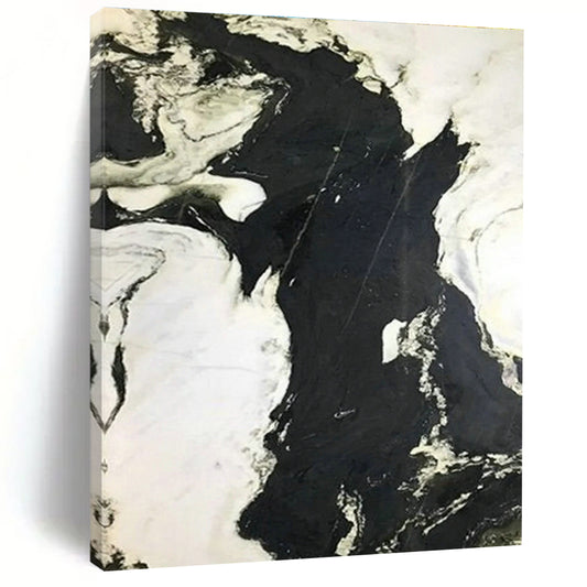 Black - White Marble - Patterned Abstract Art for Luxury Hotel Lobby & Modern Office DLZ1054