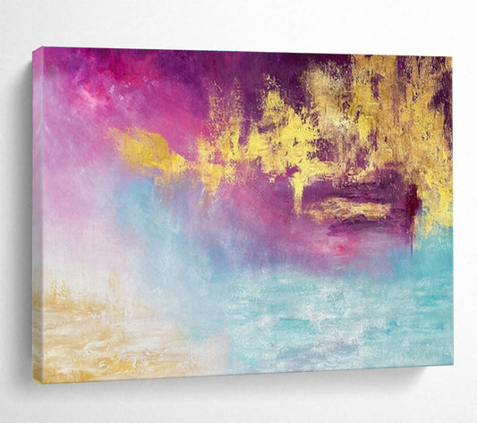 Romantic Pink, Purple, and Gold Abstract Art for a Romantic Lounge DLZ2399