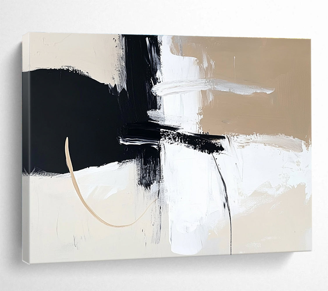 Monochrome Abstract Strokes Art for Minimalist Art Gallery & Modern Home Dining Room SC499