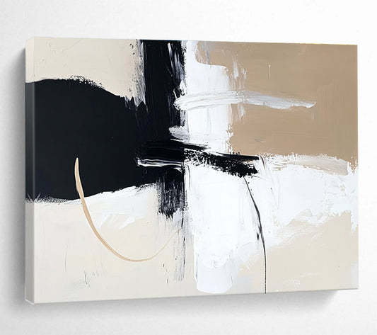 Monochrome Abstract Strokes Art for Minimalist Art Gallery & Modern Home Dining Room SC499