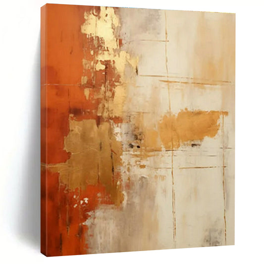 Orange - Gold Abstract Art for Luxury Hotel Lobby & Upscale Home Living Room DLZ1700