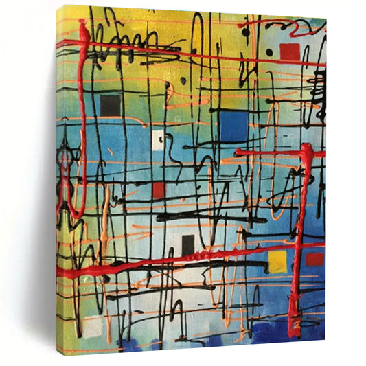 Vibrant Color - Line Grid Art for Cafe & Creative Co - working Space DLZ2282