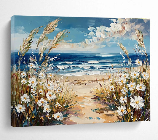 Coastal Path with Daisies Art for Beach House Living Room & Seaside Café SC420