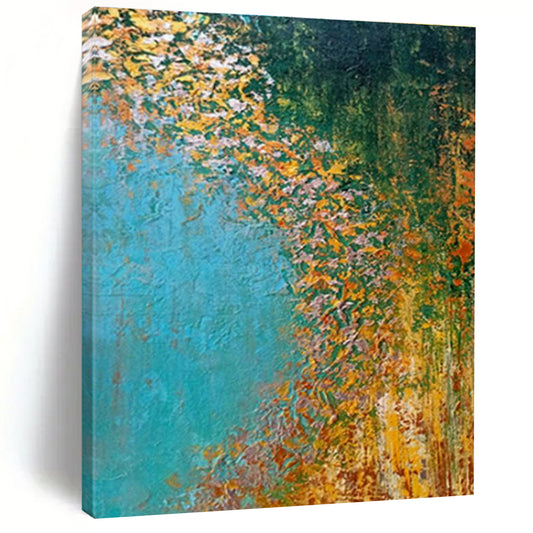 Blue - Green Autumn Landscape Art for Countryside Villa Living Rooms DLZ0067