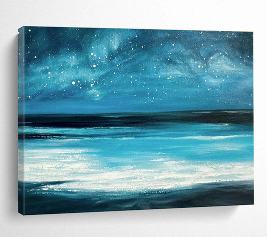 Starry Sea View Oil Painting for Celestial - Themed Bedrooms DLZ2488
