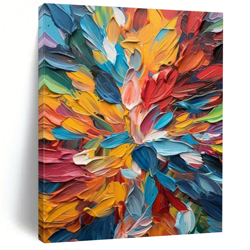 Colorful Floral Impasto Painting for Bedroom & Living Room DLZ0365