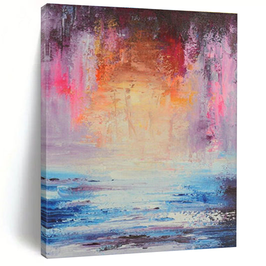 Pink - Purple Seaside Abstract Art for Beach House Dining Areas DLZ0058