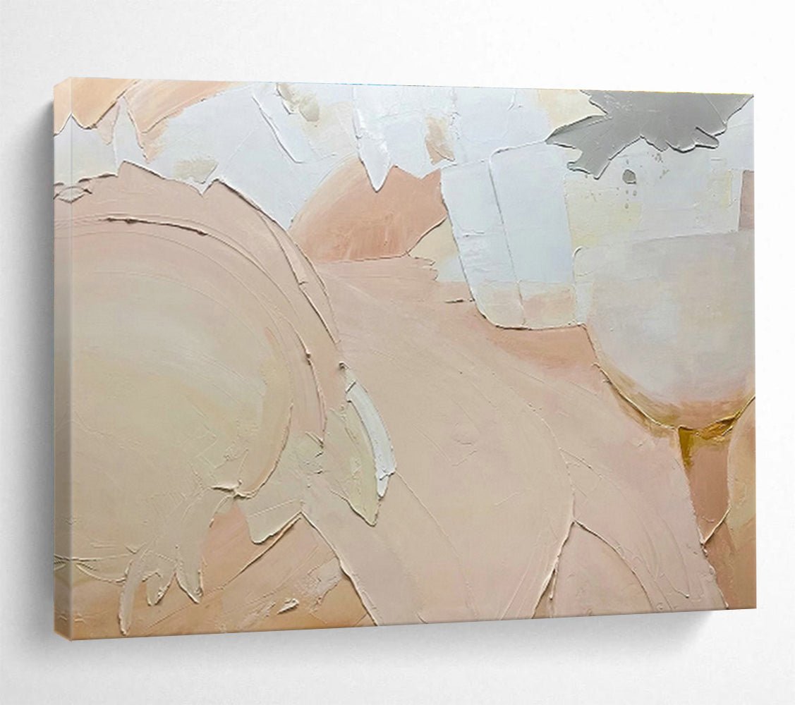 Light Pink Relief Abstract Art for Luxury Bridal Suite Lounges DLZ2570