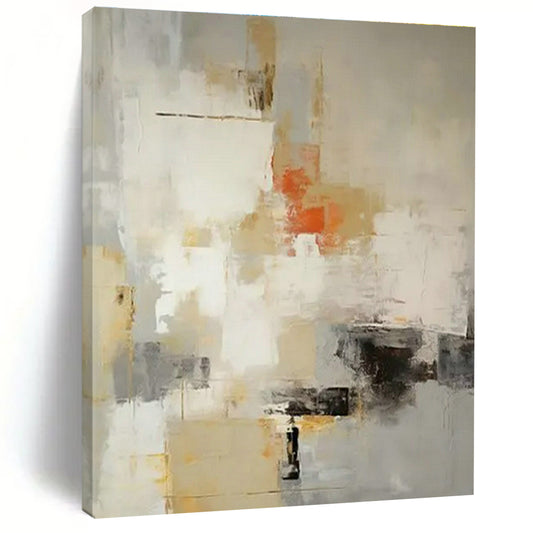 Gray - White - Orange Abstract Art for Coastal Home & Art - Loving Café DLZ1757