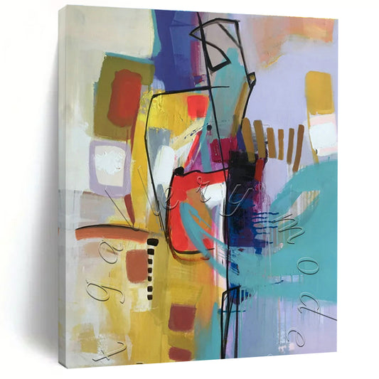 Colorful Geometric Abstract Art for Art Gallery Café & Modern Home Living Room DLZ1776