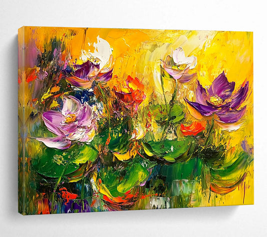 Vibrant Lotus Flowers Art for Asian - Inspired Restaurant & Wellness Center SC195