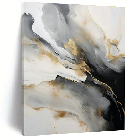 Gold - Gray Ink Abstract Art for Modern Art Lounge & Sophisticated Hotel Lobby DLZ0729