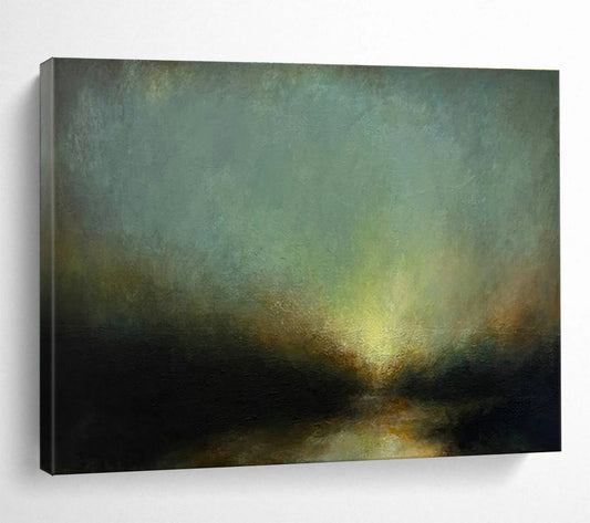 Dark Green Landscape Oil Painting for Eco - Friendly Lodge Common Areas DLZ3161