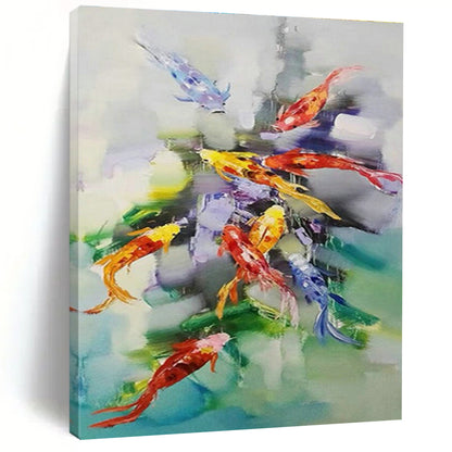 Colorful Koi Fish Abstract Art for Asian Restaurant & Feng Shui Office DLZ0672