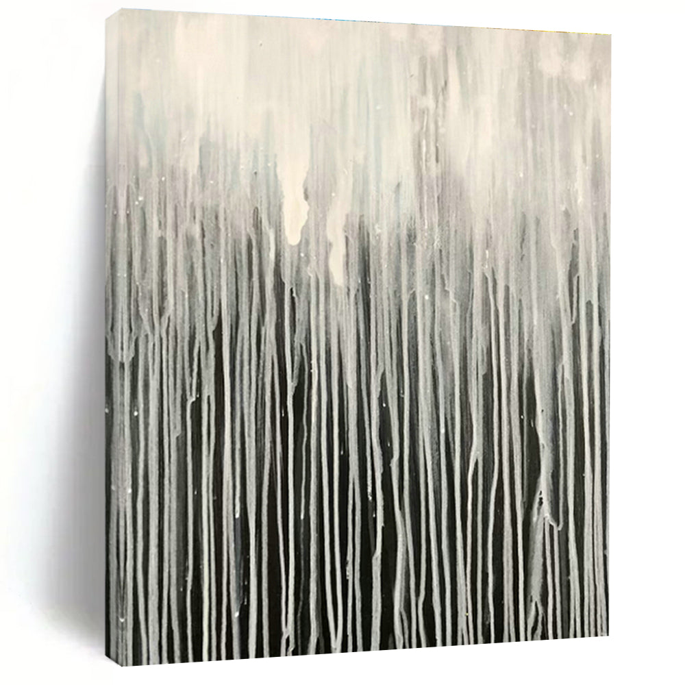 Grey - White Dripping Abstract Art for Living Room & Bedroom DLZ0480