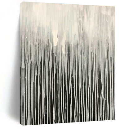 Grey - White Dripping Abstract Art for Living Room & Bedroom DLZ0480