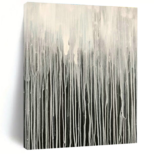 Grey - White Dripping Abstract Art for Living Room & Bedroom DLZ0480