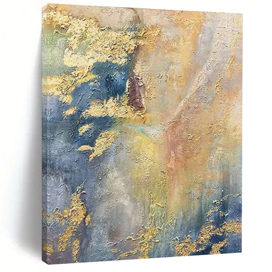 Gold - Blue Textured Abstract for Luxury Yacht Cabin & Art Deco Rooftop Bar DLZ0921