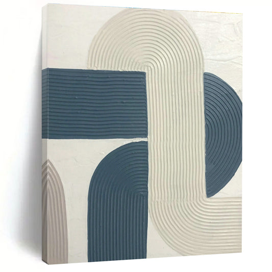 Blue - White Curved Relief Art for Modern Office Lounge & Home Living Room DLZ1170