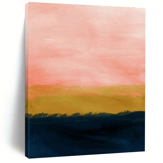 Pink - Yellow Sunset Abstract Art for Beach House & Bohemian Living Room DLZ0675