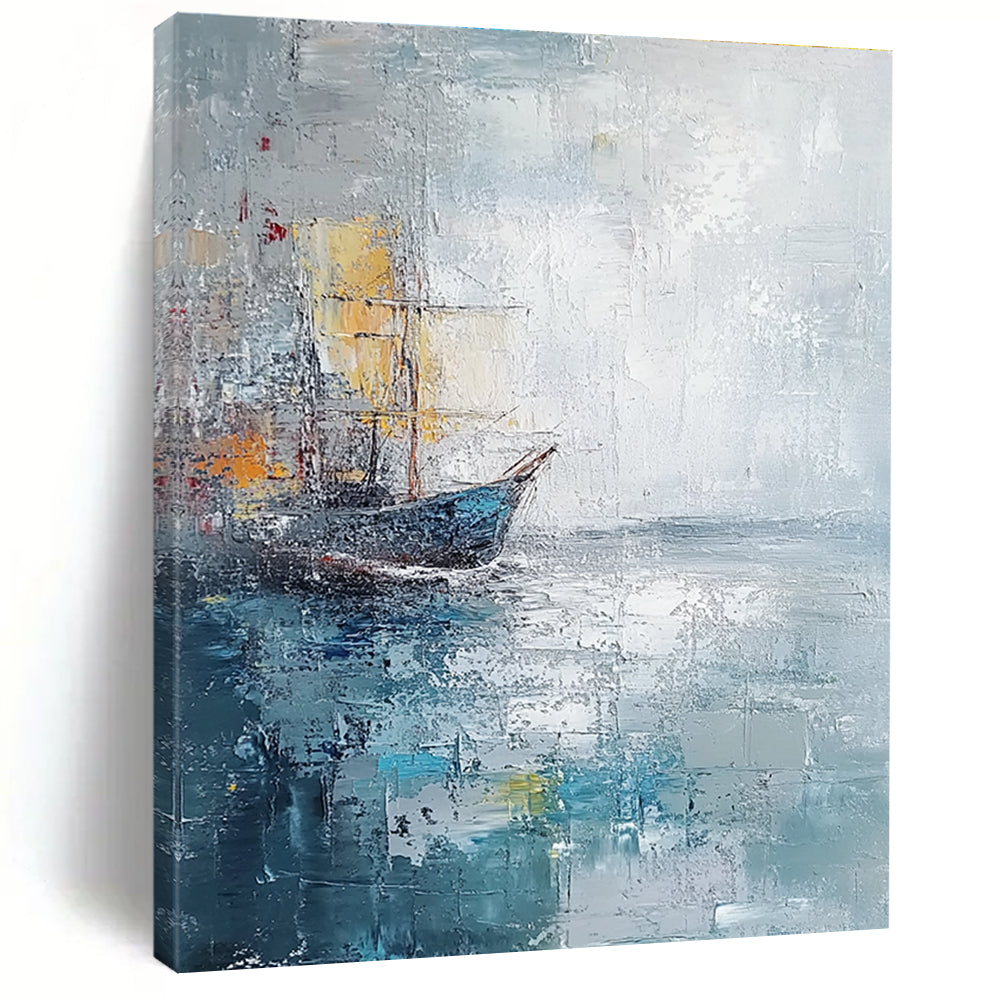Sailing Ship in Mist Art for Nautical - Themed Restaurant & Coastal Home Office STSC120