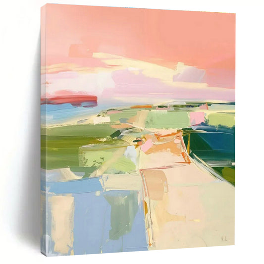 Pink - Hued Coastal Abstract for Romantic Rooftop Lounge & Feminine Home Office DLZ1577