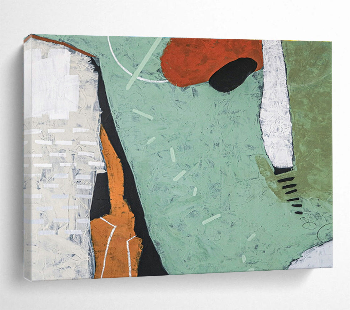 Green - Orange Abstract Art for Bohemian - Style Yoga Studio DLZ2951