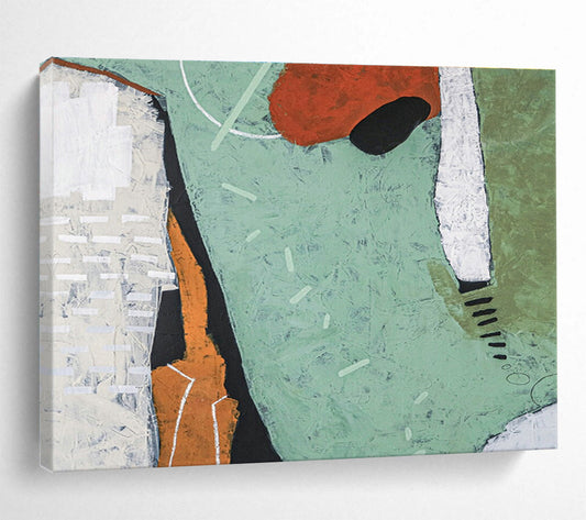 Green - Orange Abstract Art for Bohemian - Style Yoga Studio DLZ2951