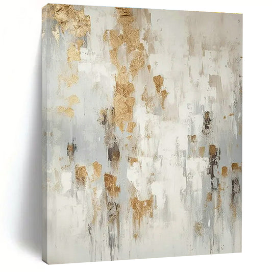 White - Gold - Gray Abstract Art for Scandinavian Bedroom & High - End Spa DLZ1753