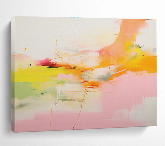 Warm Yellow - Pink Abstract Art for Cozy Breakfast Nook DLZ2874
